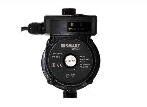 Насос повысительный Smart Install CPB 15-90 160мм 120Вт 1x230В 50Гц с гайками Насос повысительный Smart Install CPB 15-90 160мм 120Вт 1x230В 50Гц с гайками