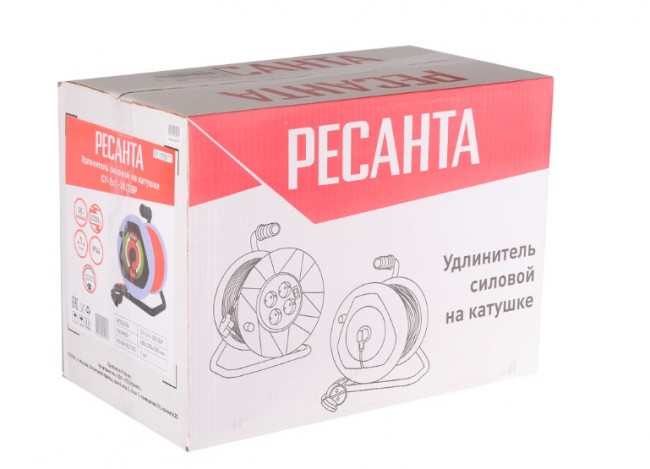 Удлинитель силовой на катушке Ресанта СУ-2х1-30/2ВР (с выкл., 1 розетка, IP44)
