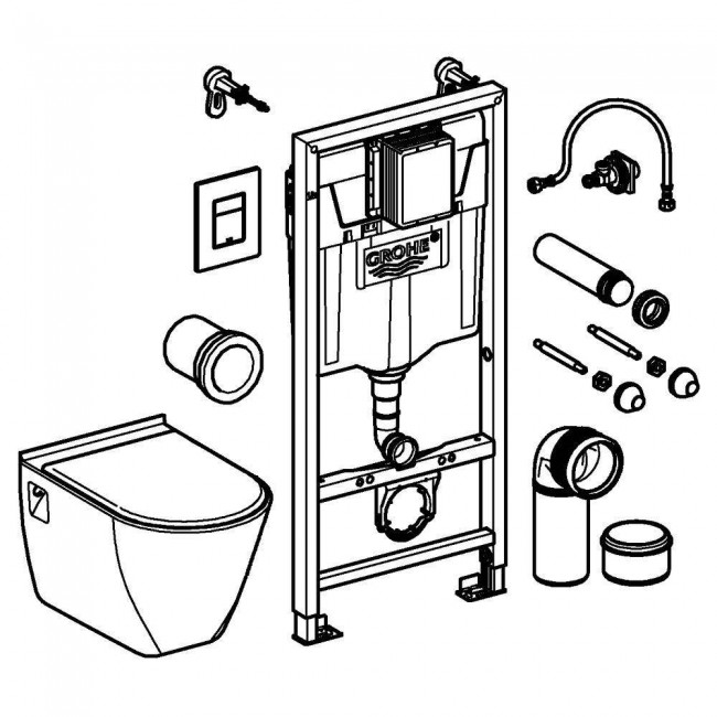 Инсталляция для унитаза 4 в 1 GROHE Solido Perfect с подвесным унитазом Инсталляция для унитаза 4 в 1 GROHE Solido Perfect с подвесным унитазом