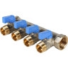 Коллектор 4 отвода с шаровыми кранами STOUT 3/4" 1/2"(синие ручки) (SMB 6201 341204)