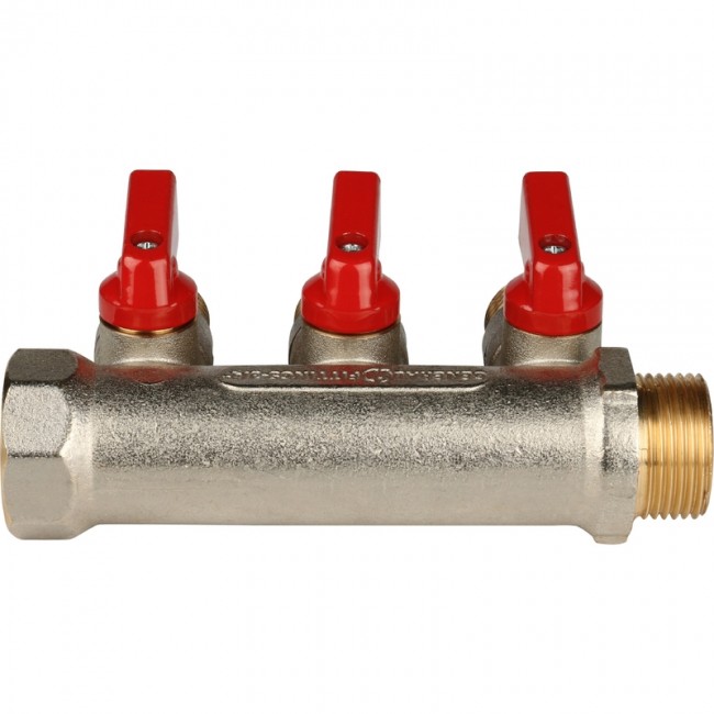 Коллектор 3 отвода с шаровыми кранами STOUT 3/4" 1/2" (красные ручки) (SMB 6200 341203) Коллектор 3 отвода с шаровыми кранами STOUT 3/4" 1/2" (красные ручки) (SMB 6200 341203)