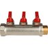 Коллектор 3 отвода с шаровыми кранами STOUT 3/4" 1/2" (красные ручки) (SMB 6200 341203)