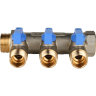 Коллектор 3 отвода с шаровыми кранами STOUT 3/4" 1/2" (синие ручки) (SMB 6201 341203)